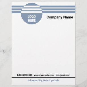 Papel Timbrado Listras geométricas em azul poeirento com logotipo