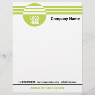 Papel Timbrado Listras geométricas verde lima com logotipo e códi