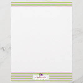 Papel Timbrado Listras horizontais Pastel florais elegantes