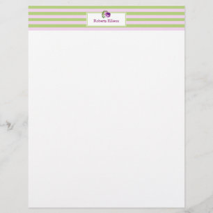 Papel Timbrado Listras horizontais Pastel florais elegantes