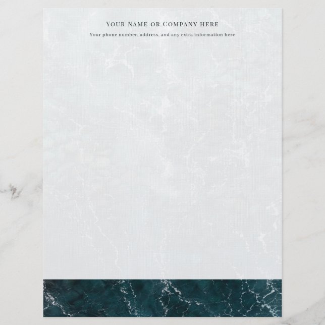 Papel Timbrado Litoral Teal Oceano Personalizado  (Frente)