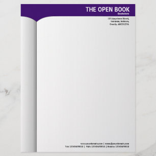 Papel Timbrado Livro Aberto - Roxo 330066