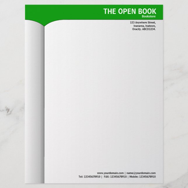 Papel Timbrado Livro Aberto - Verde 009900 (Frente)