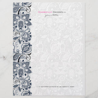 Papel Timbrado Local Floral da Vintagem Preta e Branca
