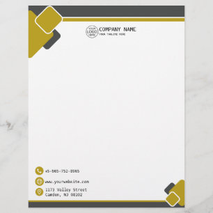 Papel Timbrado Logotipo comercial amarelo moderno Letterhead
