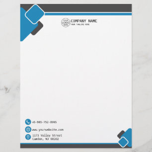 Papel Timbrado Logótipo comercial azul moderno Letterhead