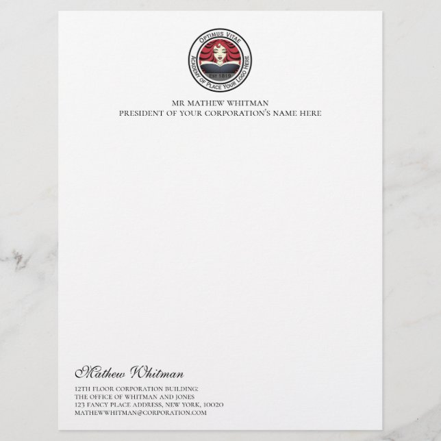 Papel Timbrado Logotipo comercial personalizado (Frente)