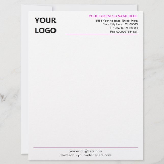 Papel Timbrado Logotipo comercial personalizado Informações Colun (Frente)