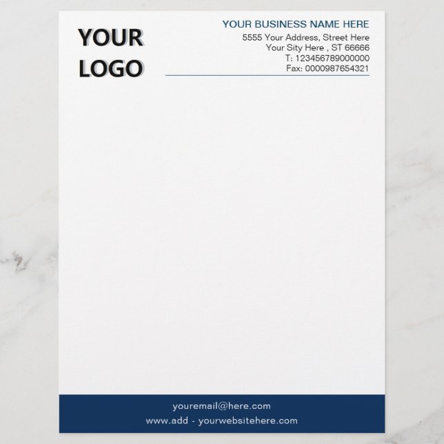Papel Timbrado Logotipo comercial personalizado Informações Colun (Frente)