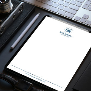 Papel Timbrado Logotipo comercial simples azul