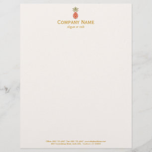 Papel Timbrado Logotipo de abacaxi tropical Elegante