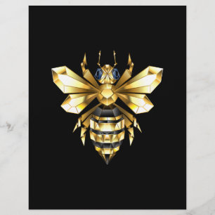 Papel Timbrado Logotipo de Abelha Poligonal em Folha de Ouro Fals