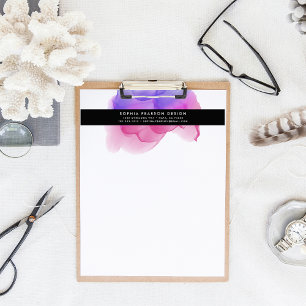 Papel Timbrado Logotipo de Aquarela Magenta Moderna