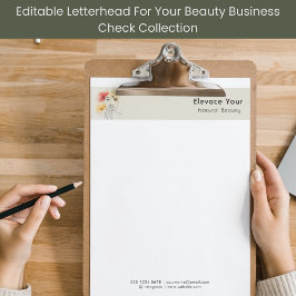 Papel Timbrado Logotipo de Beleza Pastel da Linha de Arte Mínima