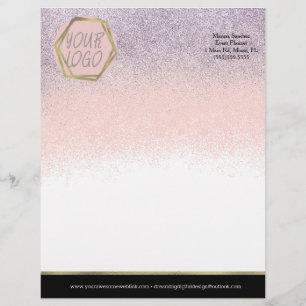 Papel Timbrado Logotipo de branding com brilho Ombre Rosa Roxo