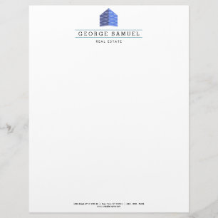 Papel Timbrado Logotipo de Corretor de Imóveis Abstrato Moderno