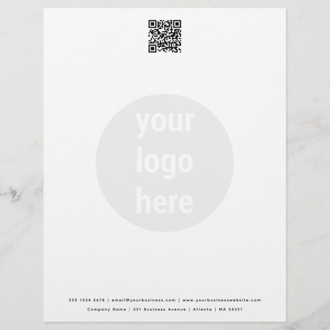 Papel Timbrado Logotipo de empresa com código QR mínimo Letterhea (Frente)