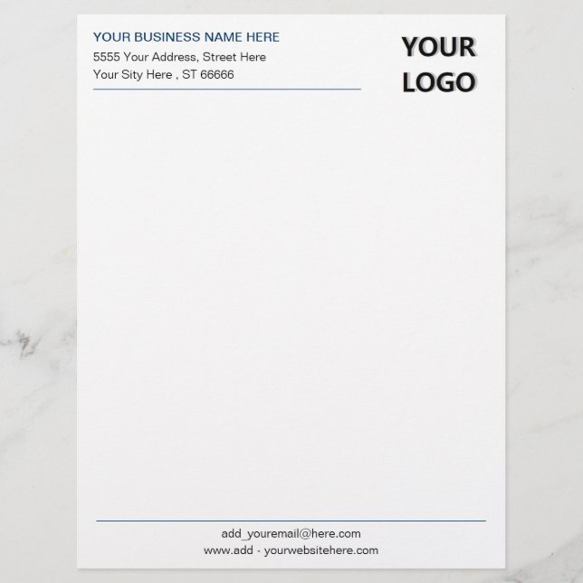 Papel Timbrado Logotipo de empresa personalizado Endereço timbrad (Frente)