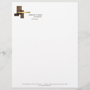 Papel Timbrado Logotipo de Madeira de Arquiteto Moderno