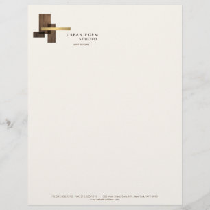 Papel Timbrado Logotipo de madeira de arquiteto moderno marfim