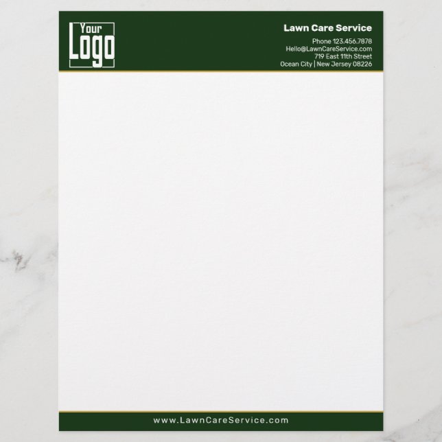 Papel Timbrado Logotipo de Negócio Simples Verde Escuro (Frente)