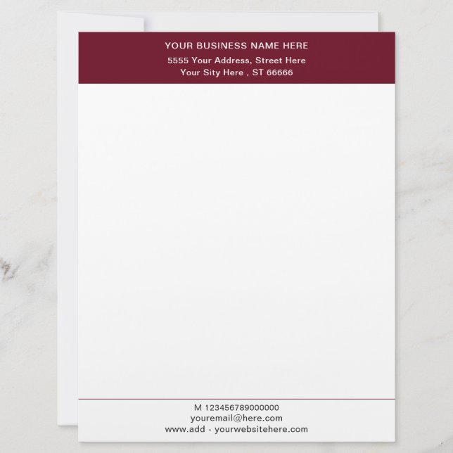 Papel Timbrado Logotipo de Negócios Personalizado Endereço Cabeça (Frente)