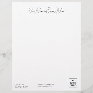 Papel Timbrado Logotipo de nome de endereço branco minimalista si