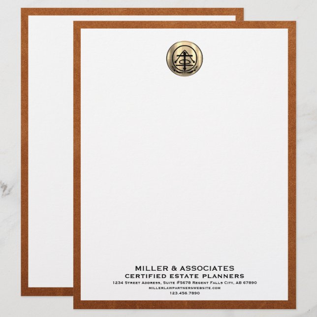 Papel Timbrado Logotipo Dourado Letterhead do Planejador Imobiliá (Frente/Verso)