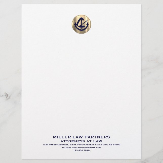 Papel Timbrado Logotipo Dourado Letterhead Letterhead (Frente)