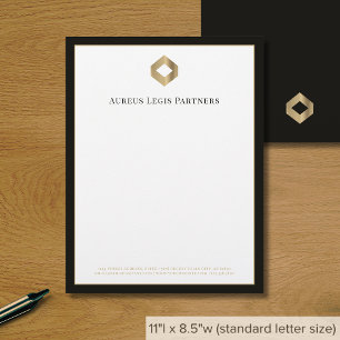 Papel Timbrado Logotipo Dourado sofisticado Borda Preta