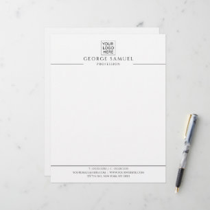 Papel Timbrado Logotipo e texto personalizados minimalistas simpl