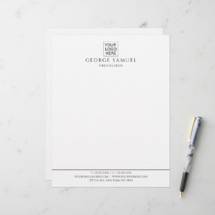 Papel Timbrado Logotipo e texto personalizados minimalistas simpl