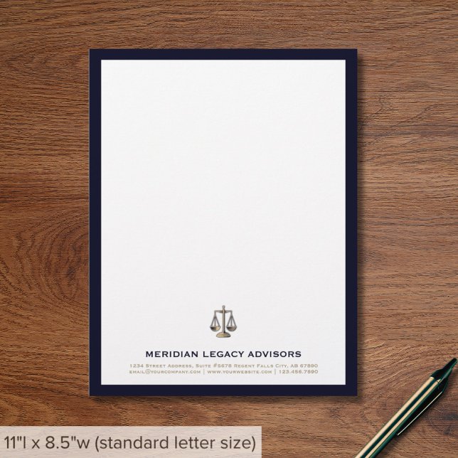 Papel Timbrado Logotipo Elegante de Escala de Justiça (Criador carregado)