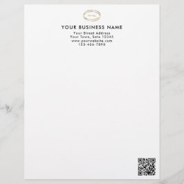 Papel Timbrado Logotipo Empresarial de Código QR Preto Minimalist