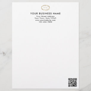 Papel Timbrado Logotipo Empresarial de Código QR Preto Minimalist