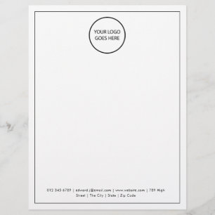 Papel Timbrado Logotipo Empresarial Moderno Minimalista com Borda