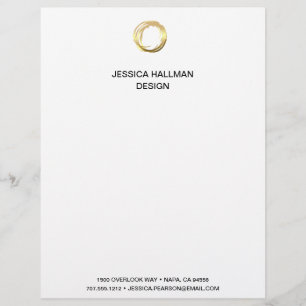 Papel Timbrado Logotipo Escrivível Moderno do Elegante em Dourado