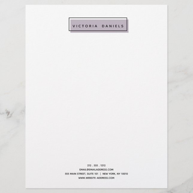 Papel Timbrado Logotipo Feminino | LAVANDA | Mínimo profissional (Frente)