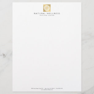 Papel Timbrado Logotipo Floral Dourado moderno Abstrato Faux Bem-