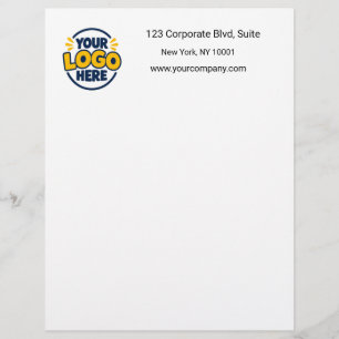 Papel Timbrado Logotipo Minimalista de Empresa em Preto e Branco