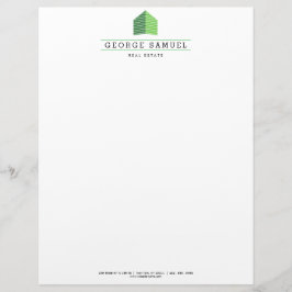 Papel Timbrado Logotipo Moderno Abstrato de Casa Corretor Imobili