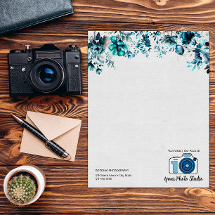 Papel Timbrado Logotipo Personalizado de Aquarela Floral do marin