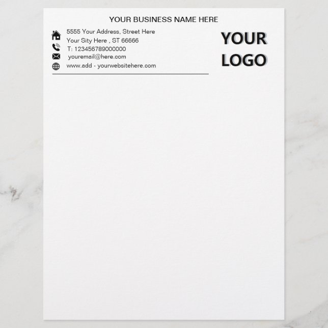 Papel Timbrado Logotipo personalizado Nome comercial Letterhead (Frente)