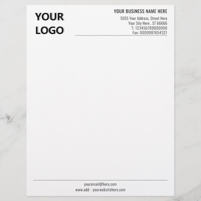 Papel Timbrado Logotipo personalizado Nome comercial Office Lette (Frente)