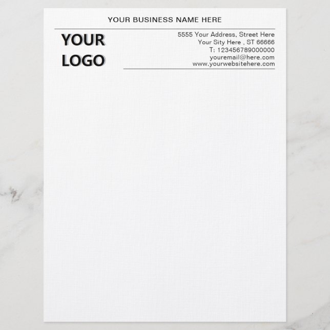 Papel Timbrado Logotipo personalizado timbrado simples para empre (Frente)