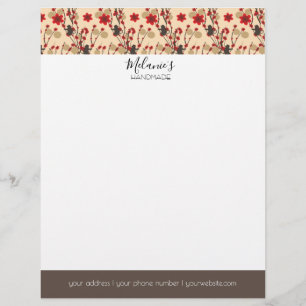 Papel Timbrado Logotipo profissional - Padrão asiático de flores 