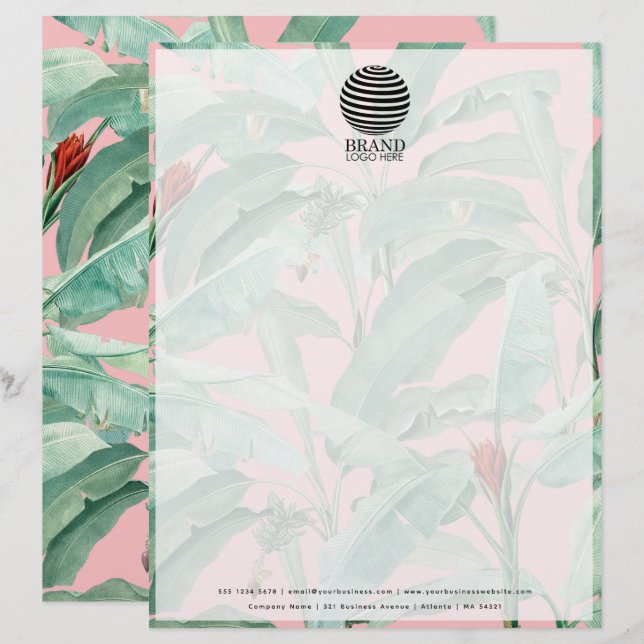 Papel Timbrado Logotipo profissional para empresas tropicais Lett (Frente/Verso)