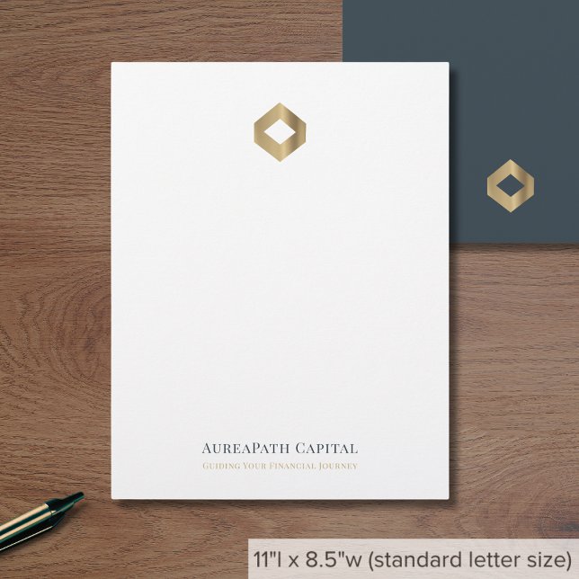 Papel Timbrado Logotipo sofisticado de diamante Dourado (Criador carregado)