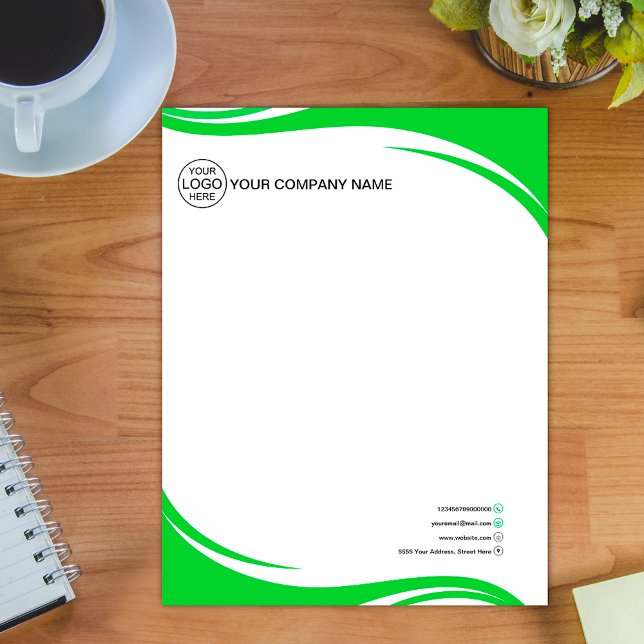 Papel Timbrado Logotipo verde Elegante Business Letterhead (Criador carregado)