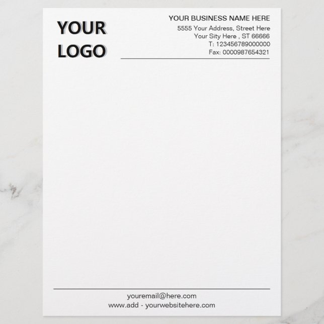 Papel Timbrado Logotipos personalizados para empresas com informa (Frente)